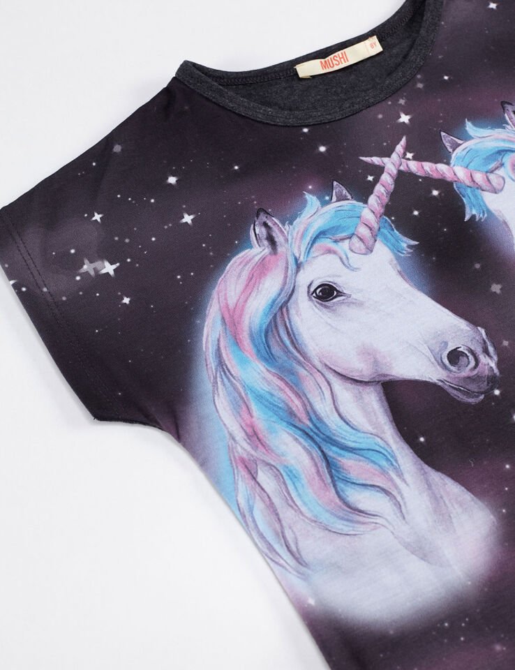 Twin Unicorn Kız Çocuk Tunik Tayt Takım 3 Y - Pembe Gri