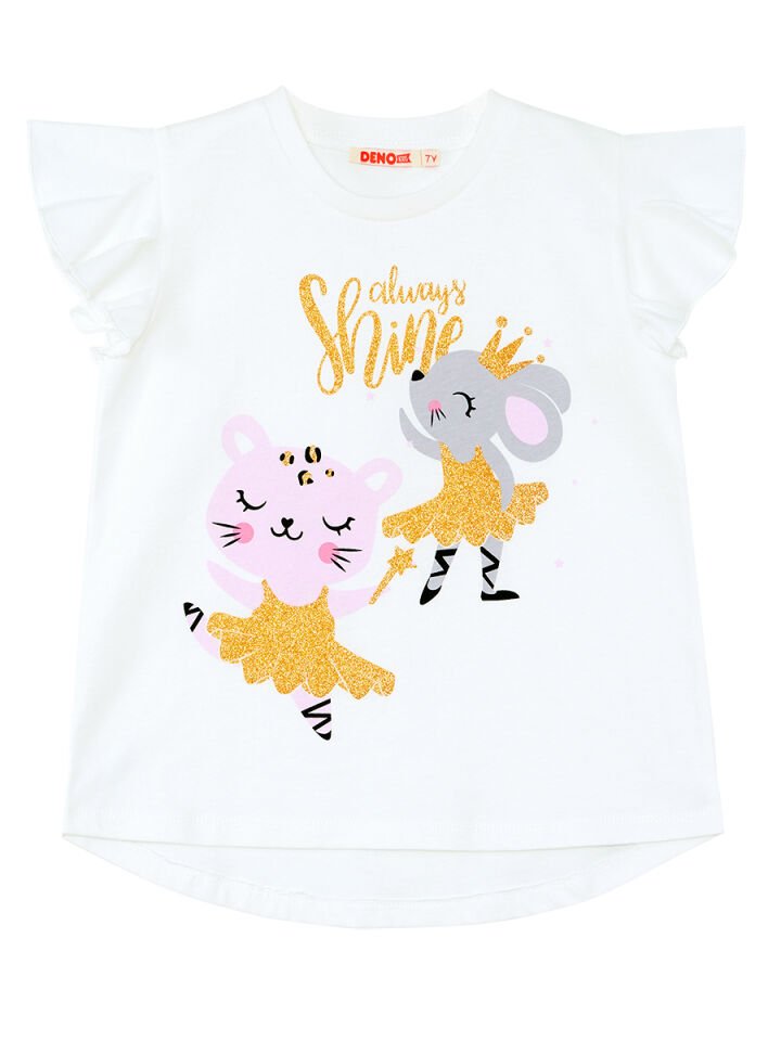 Balerin Hayvanlar Kız Çocuk T-shirt Tayt Takım 6 Y - Pembe