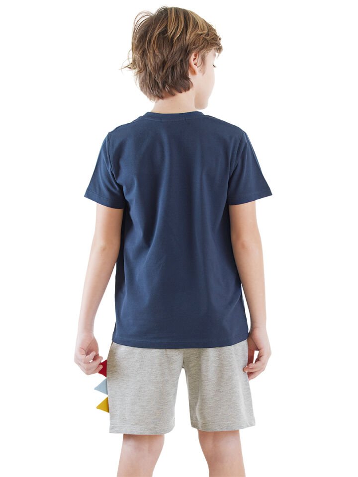 Rawr Erkek Çocuk T-shirt Şort Takım 2 Y - Navy Blue