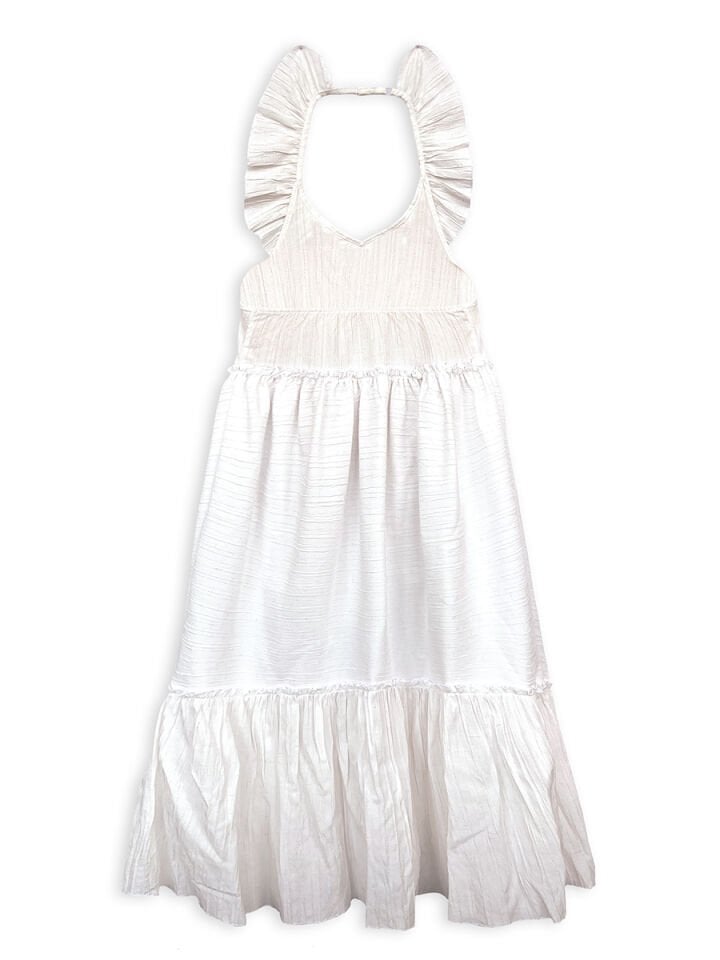 Beyaz Dokulu Kız Çocuk Elbise