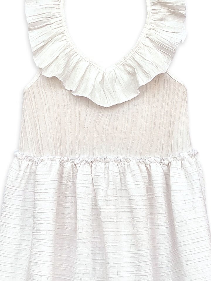 Beyaz Dokulu Kız Çocuk Elbise