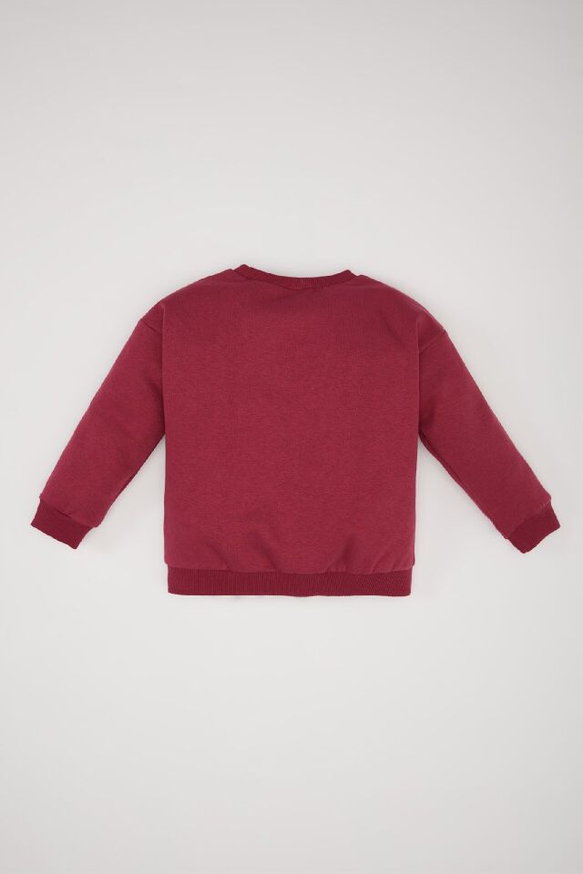 Kız Bebek Bisiklet Yaka Baskılı Sweatshirt