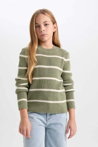 Kız Çocuk Fitted Bisiklet Yaka Triko Kazak