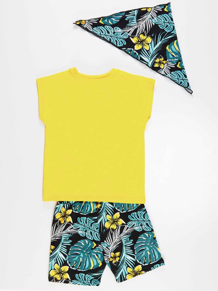 Hawaii Erkek Çocuk T-shirt Şort Bandana Takım