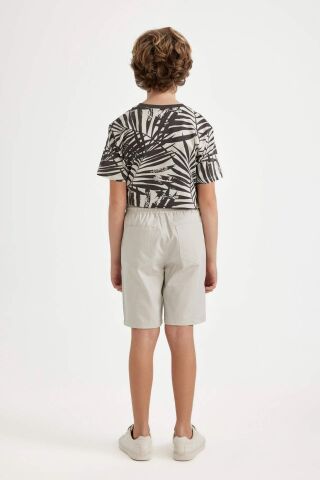 Erkek Çocuk Basic Düz Beli Lastikli Cepli Gabardin Şort