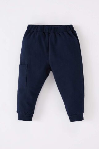 Erkek Bebek 2'li Takım Bisiklet Yaka Baskılı Sweatshirt Beli Lastikli Eşofman Altı
