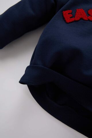 Erkek Bebek 2'li Takım Bisiklet Yaka Baskılı Sweatshirt Beli Lastikli Eşofman Altı