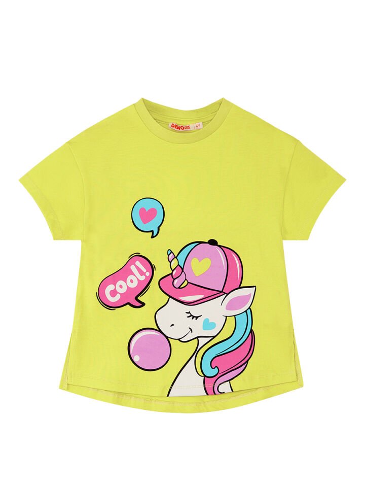 Cool Unicorn Kız Çocuk T-shirt Lila Tayt Takım 4 Y - Sarı, Pembe