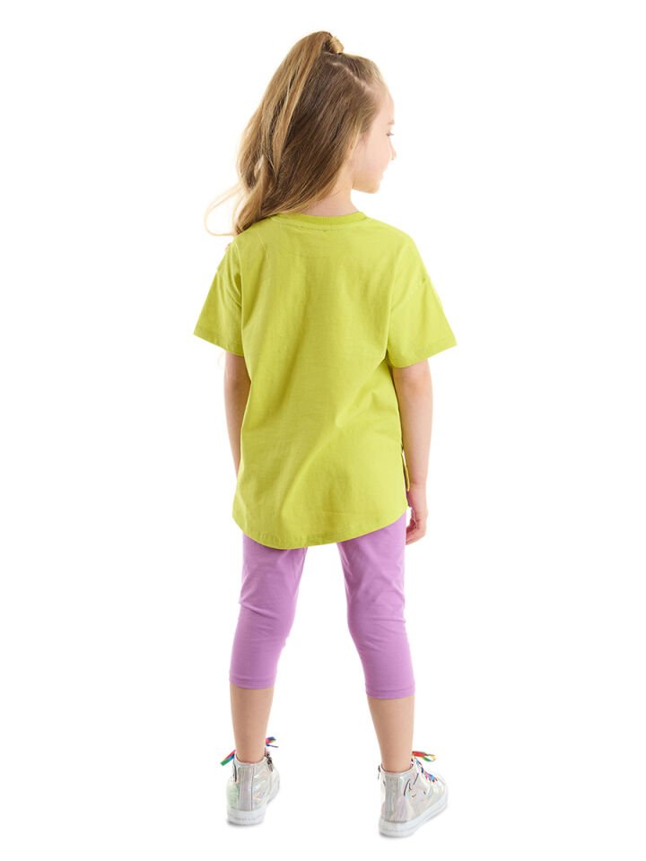 Cool Unicorn Kız Çocuk T-shirt Lila Tayt Takım 6 Y - Sarı, Pembe