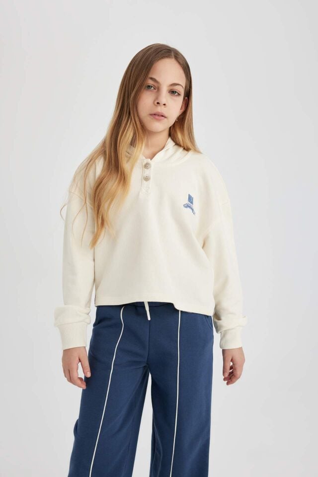 Kız Çocuk NBA Wordmark Crop Kapüşonlu Sweatshirt