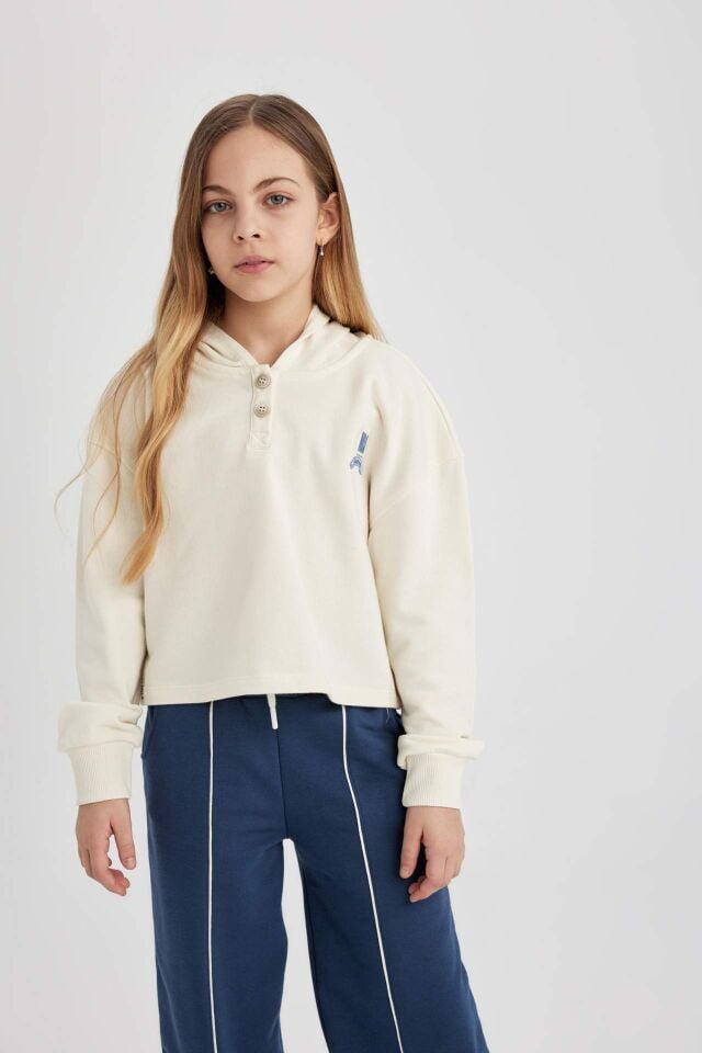 Kız Çocuk NBA Wordmark Crop Kapüşonlu Sweatshirt