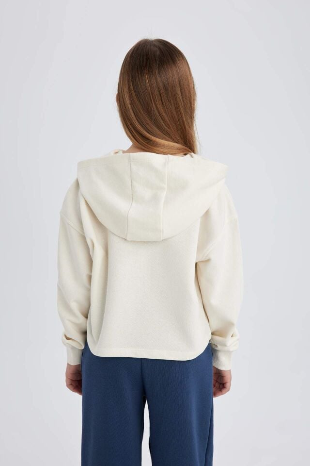 Kız Çocuk NBA Wordmark Crop Kapüşonlu Sweatshirt