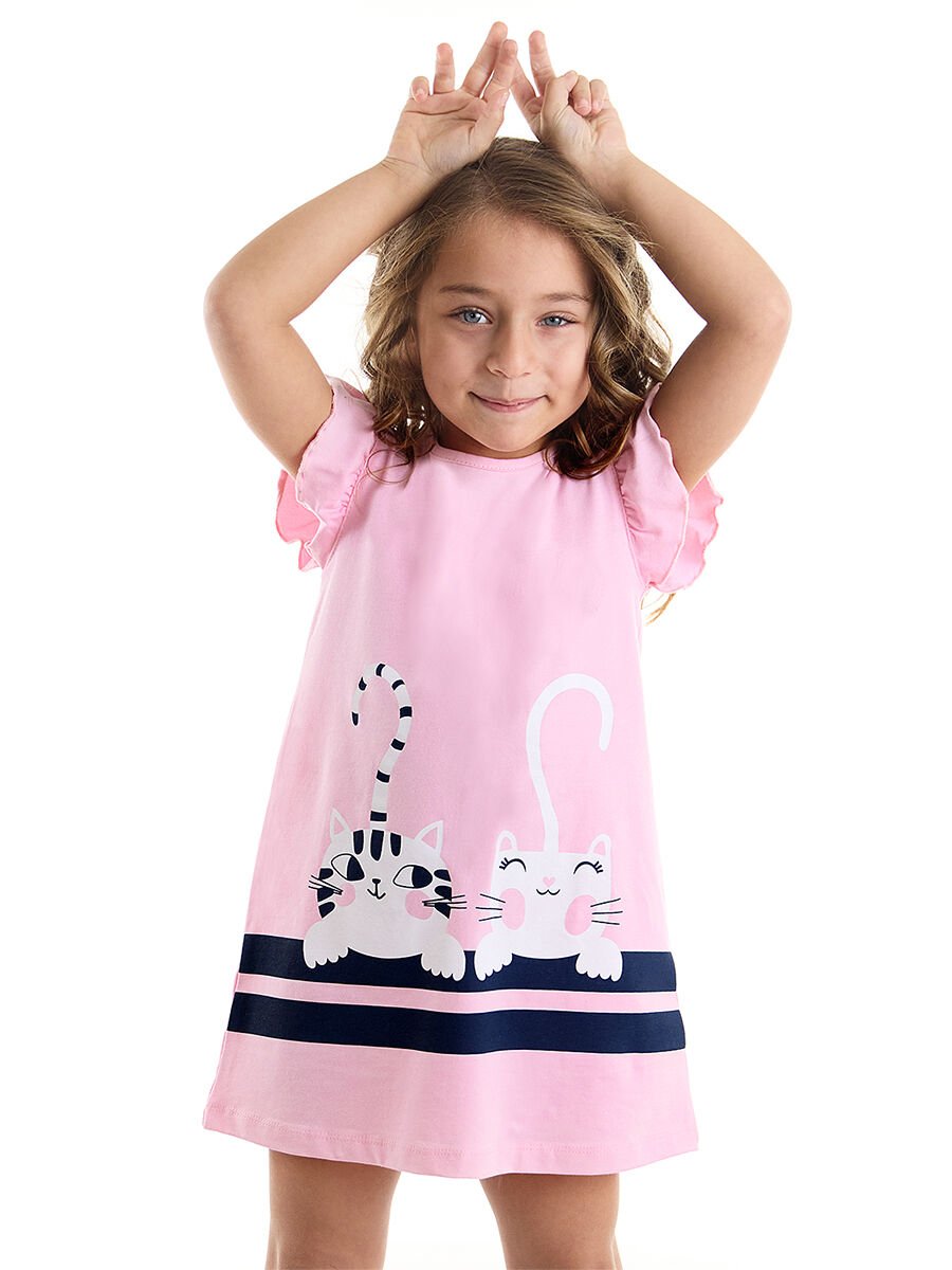 Çizgili Dostlar Kız Çocuk Elbise