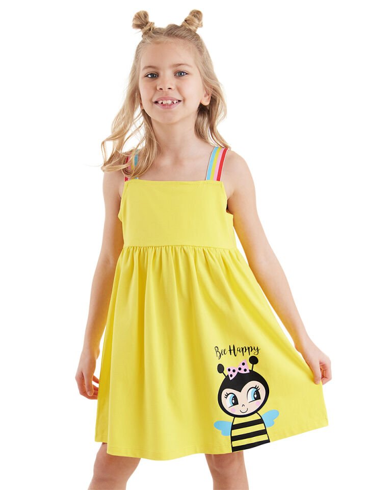 Bee Happy Sarı Kız Çocuk Elbise 2 Y - Sarı