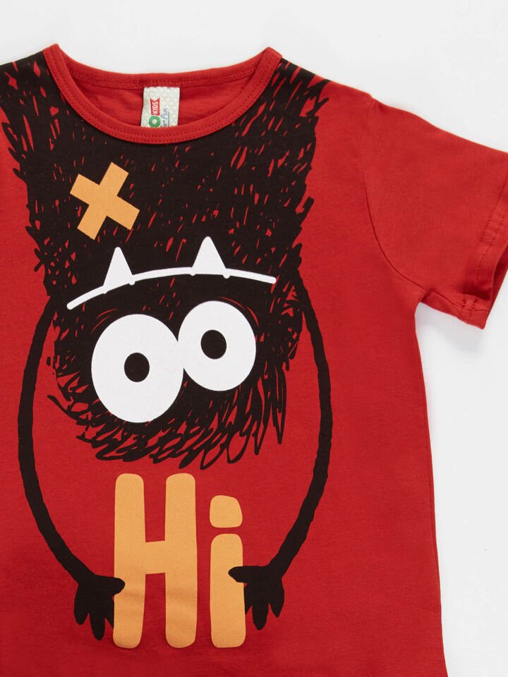 Hi Ponçik Erkek Çocuk T-shirt Şort Takım 4 Y - Turuncu siyah