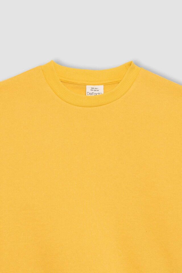 Erkek Çocuk Bisiklet Yaka Basic Düz Sweatshirt
