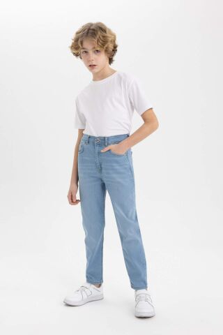 Erkek Çocuk Balloon Fit Düz Paça Jean Pantolon