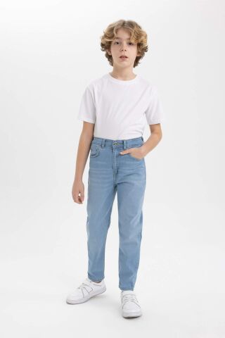 Erkek Çocuk Balloon Fit Düz Paça Jean Pantolon
