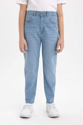 Erkek Çocuk Balloon Fit Düz Paça Jean Pantolon