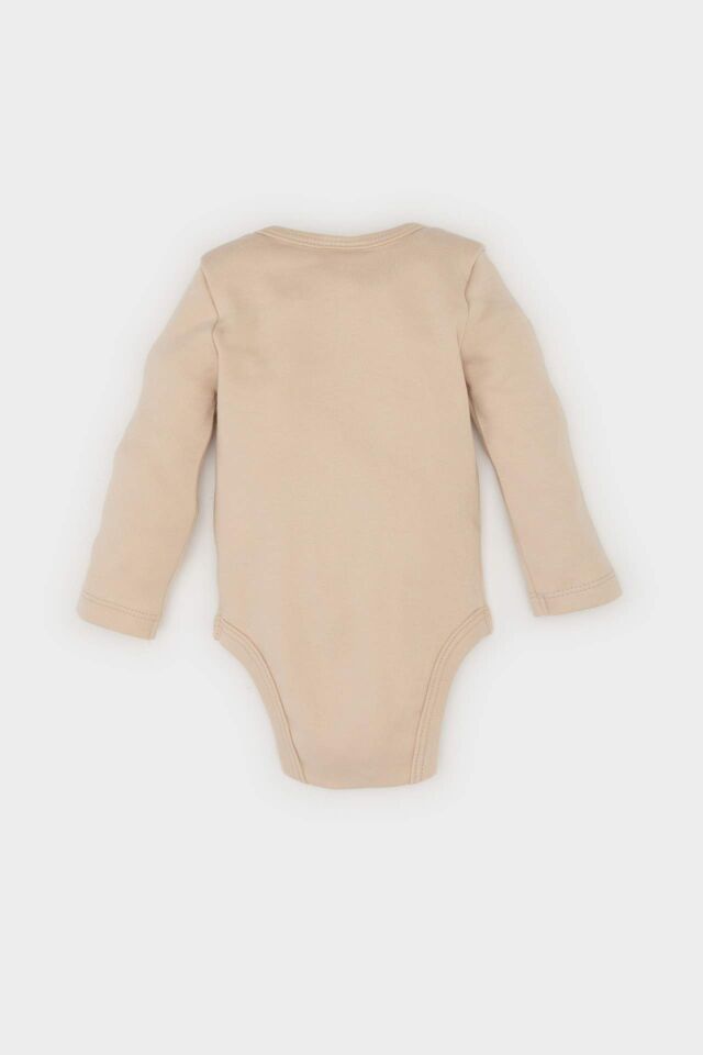 Erkek Bebek Yenidoğan Bisiklet Yaka Baskılı Uzun Kollu Çıtçıtlı Body