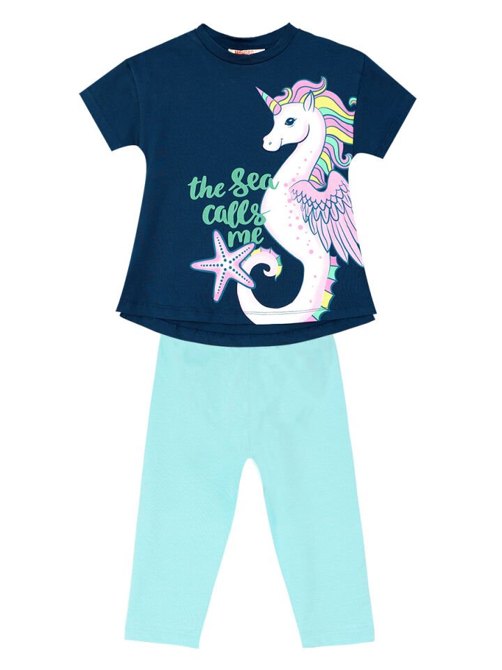 Denizatı Unicorn Kız Çocuk Tunik Tayt Takım 6 Y - Lacivert Mavi