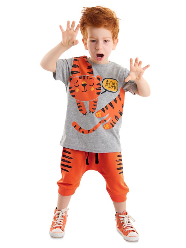 Roar Kaplan Erkek Çocuk T-shirt Kapri Şort Takım