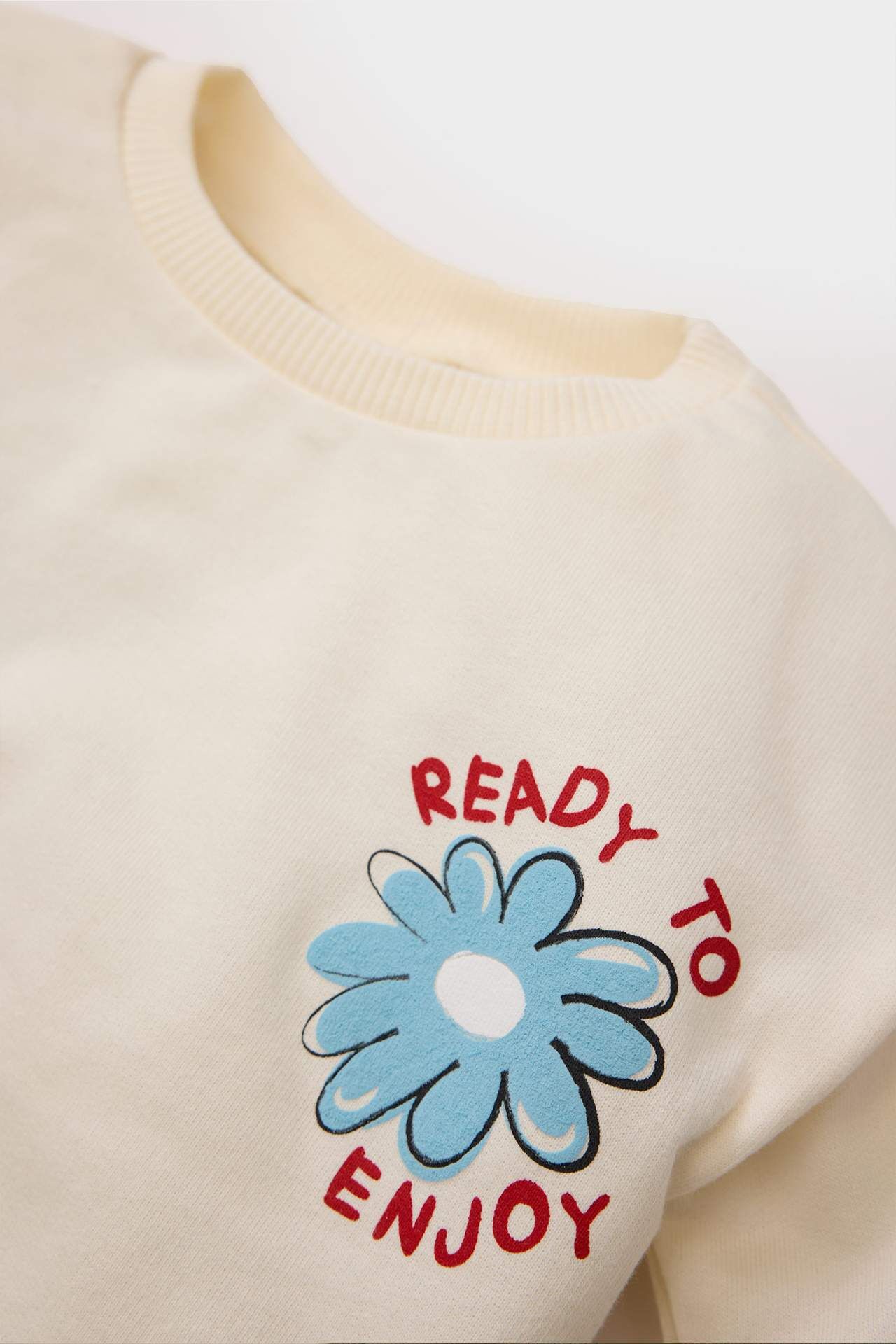 Kız Bebek Bisiklet Yaka Baskılı Sweatshirt