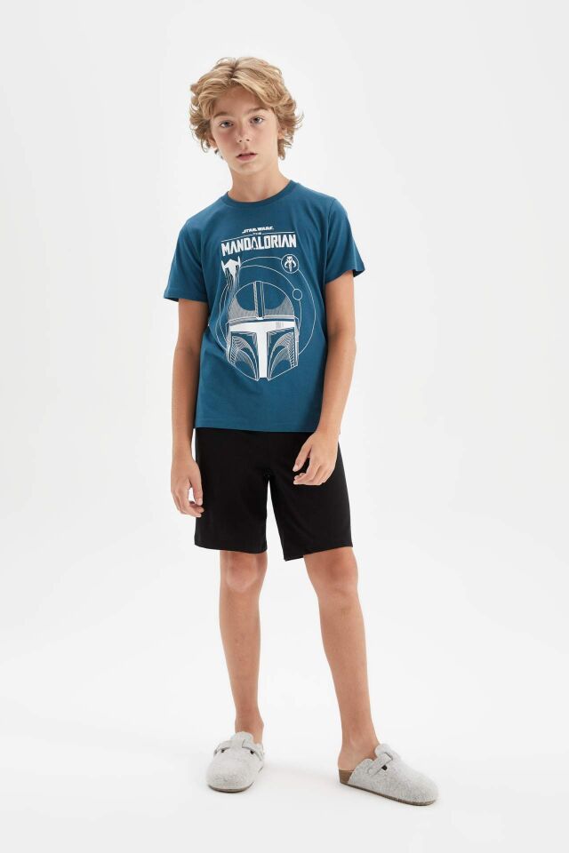 Erkek Çocuk Star Wars-Mandalorian Pijama Takımı Kısa Kollu Üst Şort