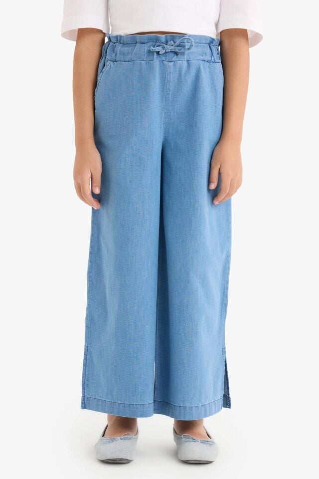 Kız Çocuk Culotte Geniş Paça Jean Pantolon