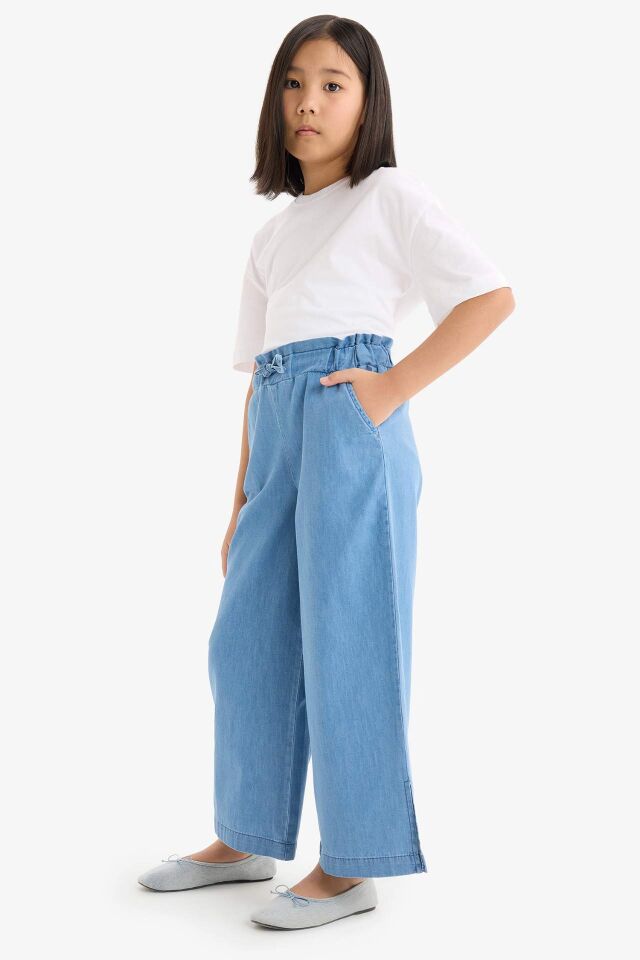 Kız Çocuk Culotte Geniş Paça Jean Pantolon