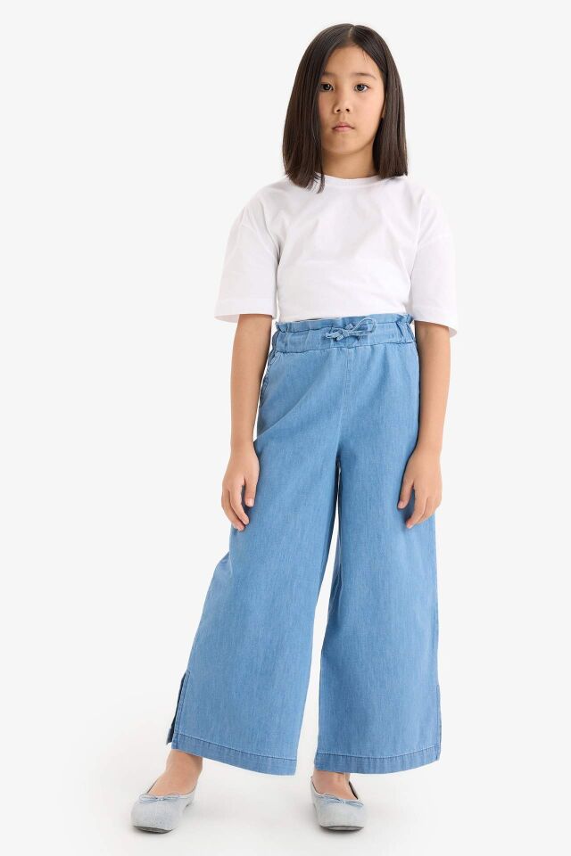 Kız Çocuk Culotte Geniş Paça Jean Pantolon