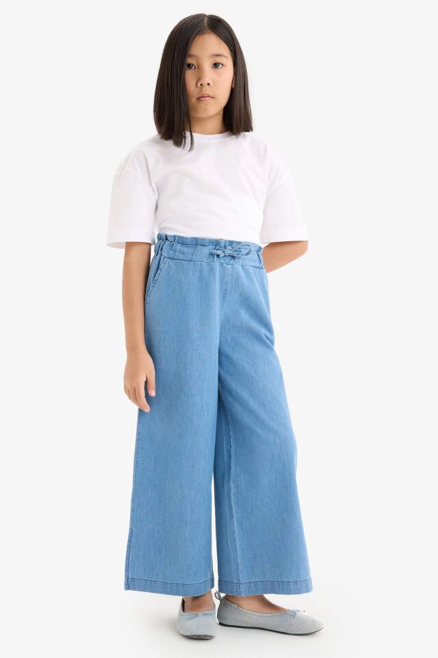 Kız Çocuk Culotte Geniş Paça Jean Pantolon