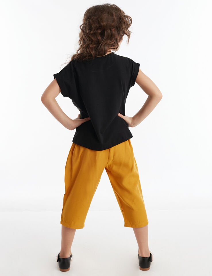 Stay Leo Kız Çocuk T-shirt Kapri Pantolon Takım 5 Y - Haki,Siyah