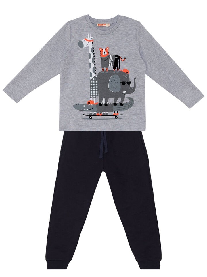 Animals Team Erkek Çocuk T-shirt Pantolon Takım 6 Y - Gri