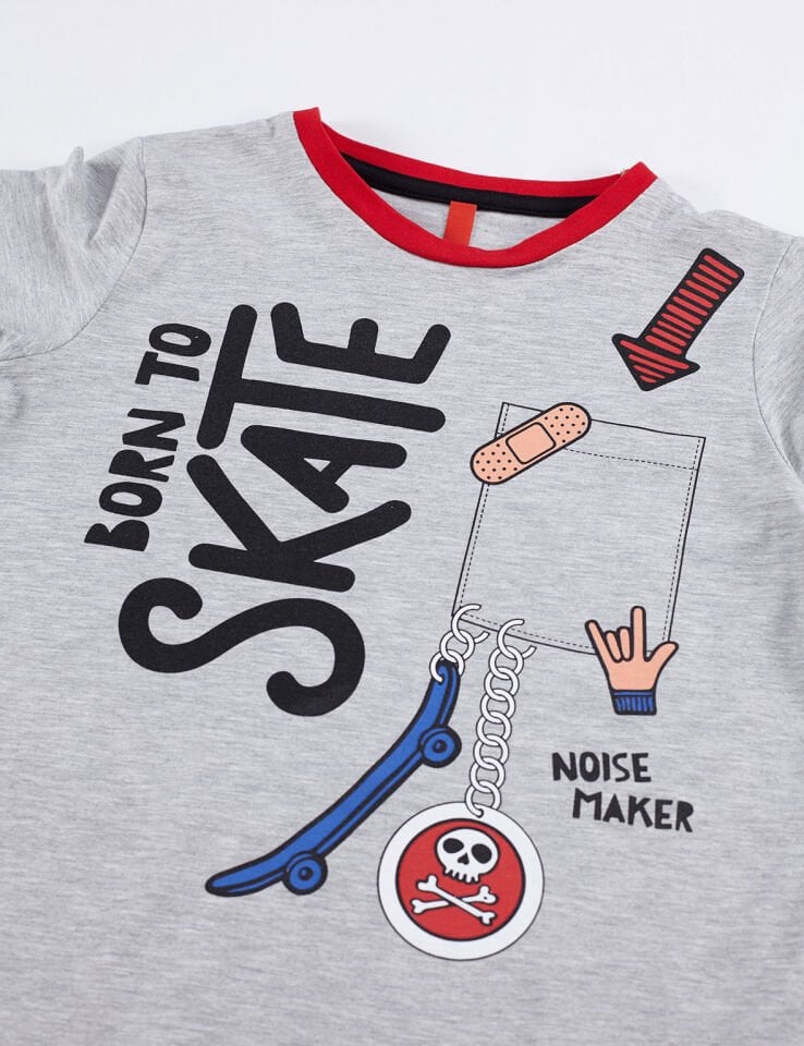 Born to Skate Erkek Çocuk T-shirt Kapri Şort Takım