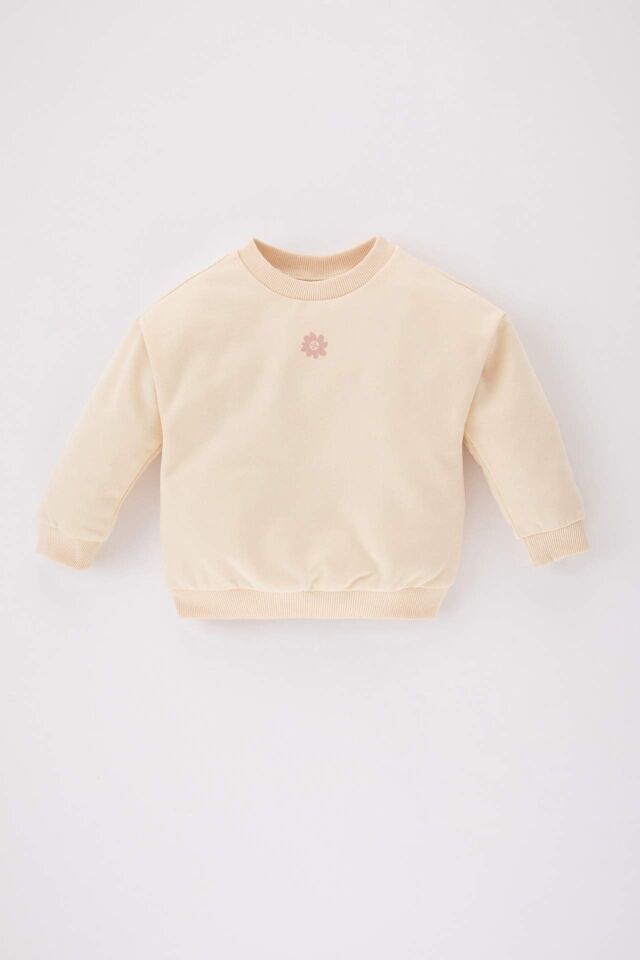 Kız Bebek Bisiklet Yaka Kalın Sweatshirt