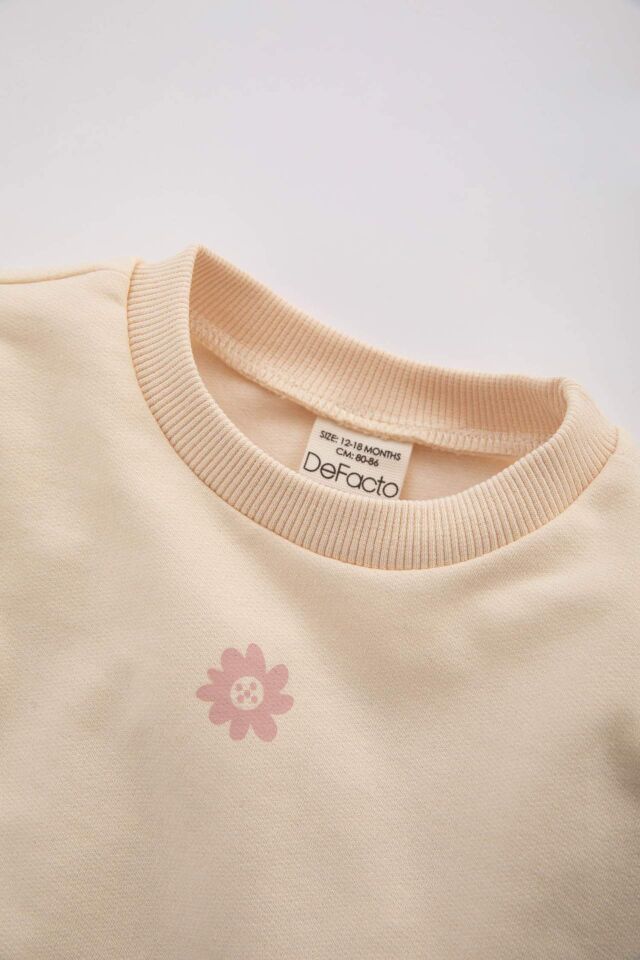 Kız Bebek Bisiklet Yaka Kalın Sweatshirt