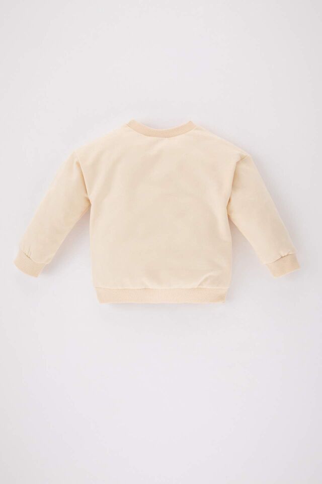 Kız Bebek Bisiklet Yaka Kalın Sweatshirt