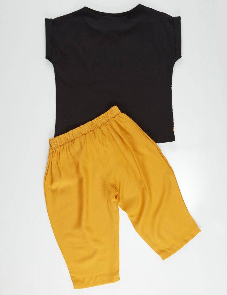 Stay Leo Kız Çocuk T-shirt Kapri Pantolon Takım 7 Y - Haki,Siyah