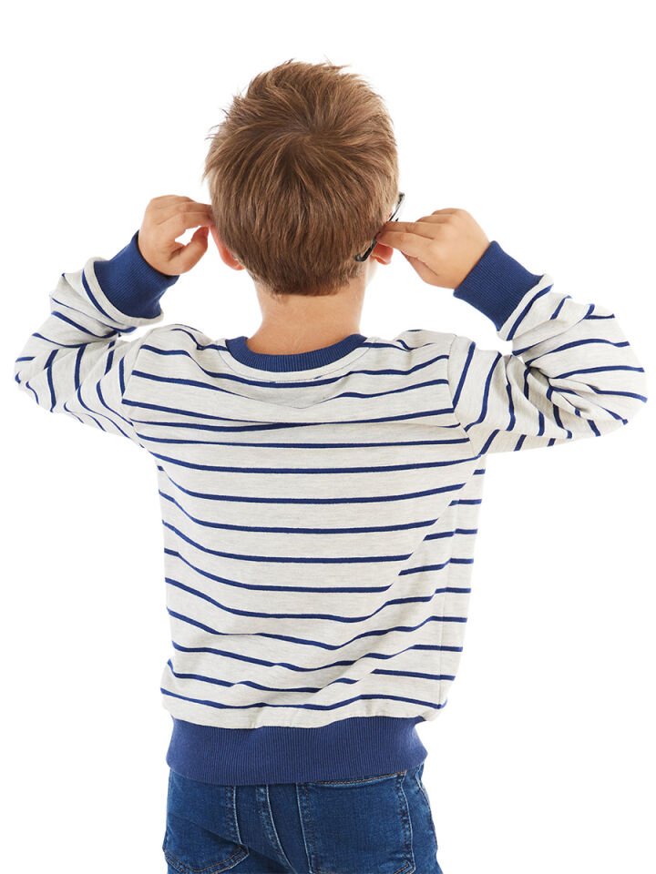 Tilki Çizgili Erkek Çocuk Sweatshirt 6 Y - Lacivert, Beyaz