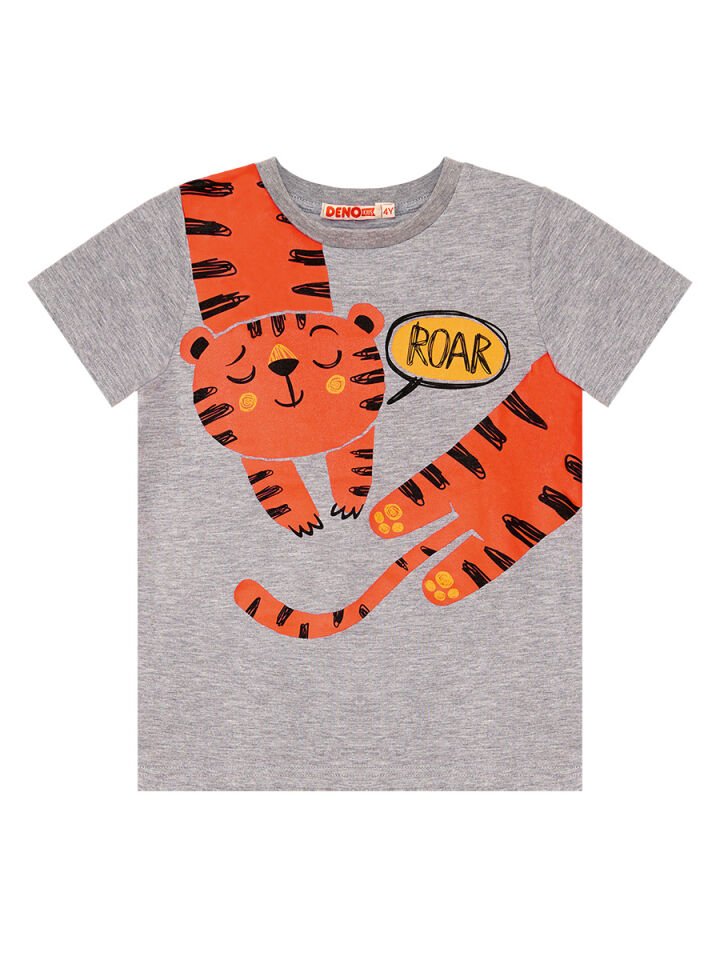 Roar Kaplan Erkek Çocuk T-shirt Kapri Şort Takım 6 Y - Gri, Turuncu