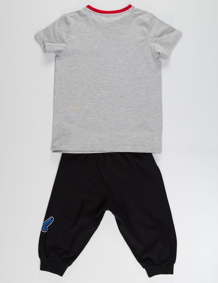 Born to Skate Erkek Çocuk T-shirt Kapri Şort Takım 5 Y - Krem Siyah