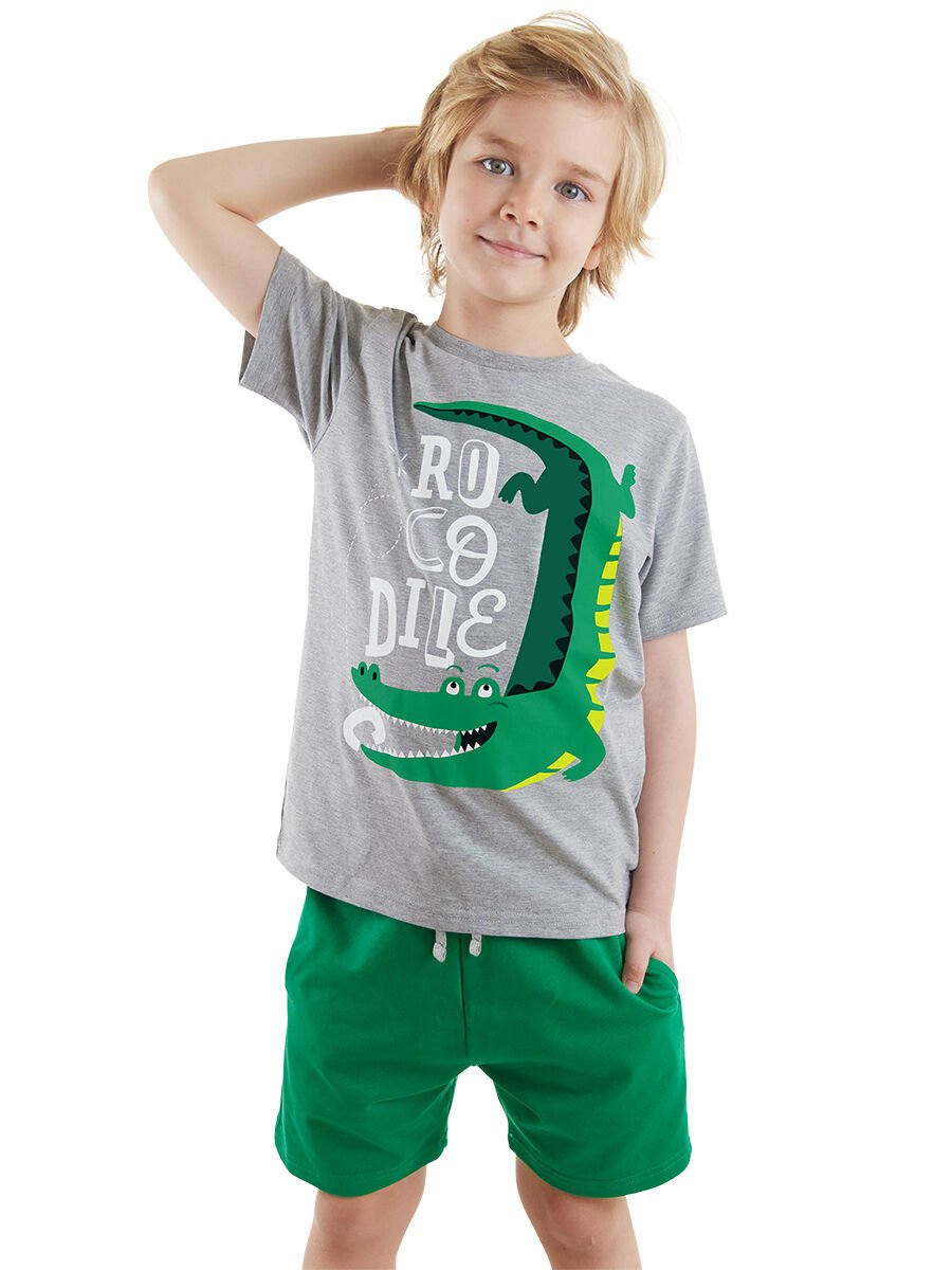 Croco Erkek Çocuk T-shirt Şort Takım 2 Y - Yeşil