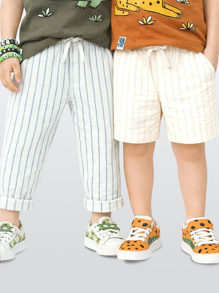 Çizgili Dokuma Pantolon Şort 2'li Paket