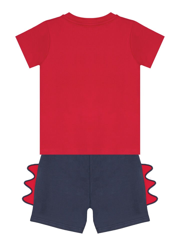 Cool Dino Erkek Çocuk T-shirt Şort Takım 2 Y - Kırmızı, Lacivert