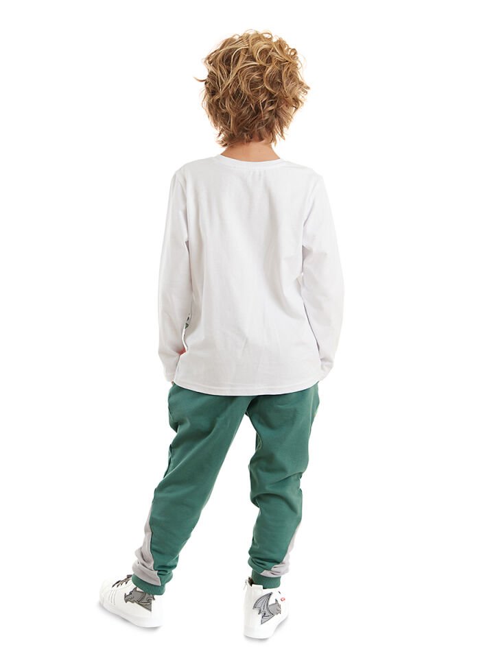 Stegosaurus Erkek Çocuk T-shirt Pantolon Takım 4 Y - Beyaz, Haki