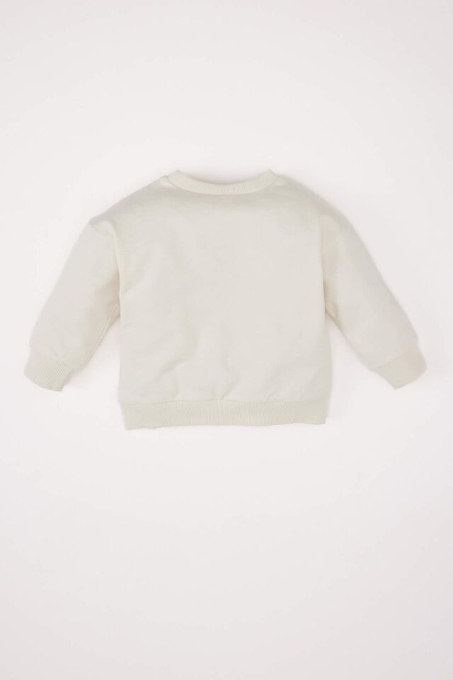 Erkek Bebek Bisiklet Yaka Baskılı Sweatshirt