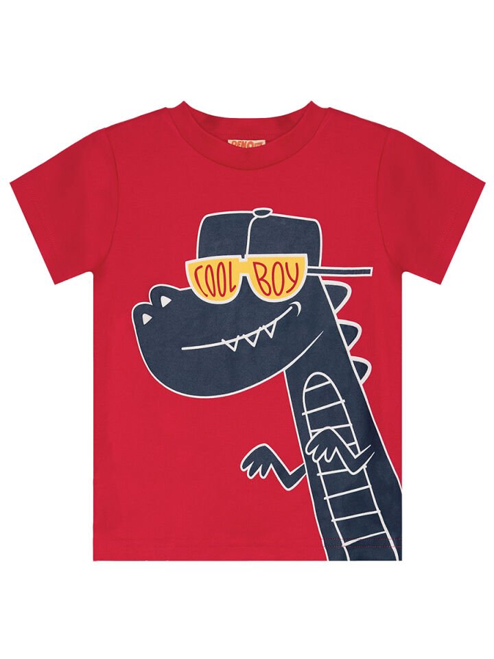 Cool Dino Erkek Çocuk T-shirt Şort Takım 4 Y - Kırmızı, Lacivert