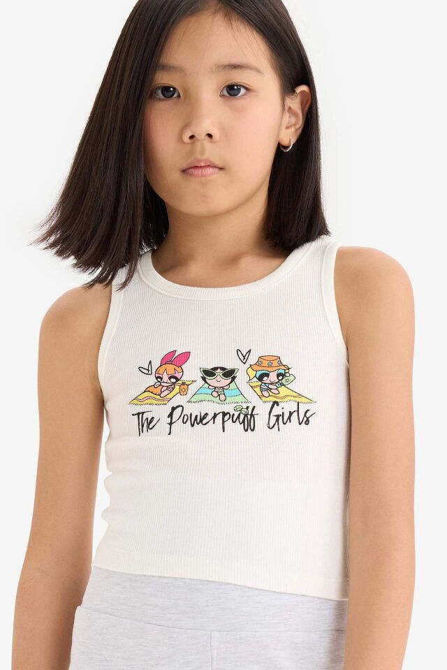 Kız Çocuk PowerPuff Girls Bisiklet Yaka Atlet