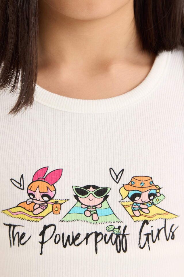 Kız Çocuk PowerPuff Girls Bisiklet Yaka Atlet
